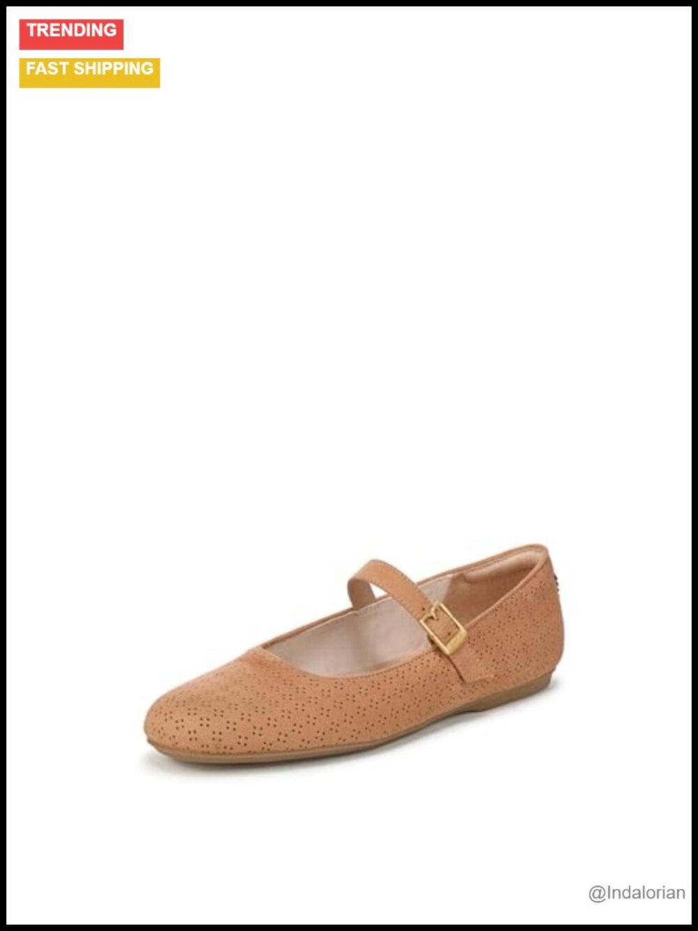 Mary Jane Flats Adjustable Buckle Faux Leather Comfort Sole Round Toe